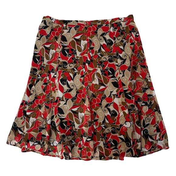 Vintage George Red & Black Abstract Floral A-Line Skirt – Size 10, Retro Boho - Picture 1 of 2